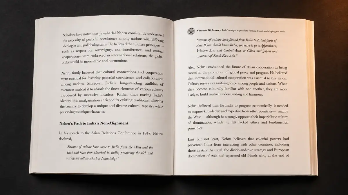 Interior spread of Namaste Diplomacy