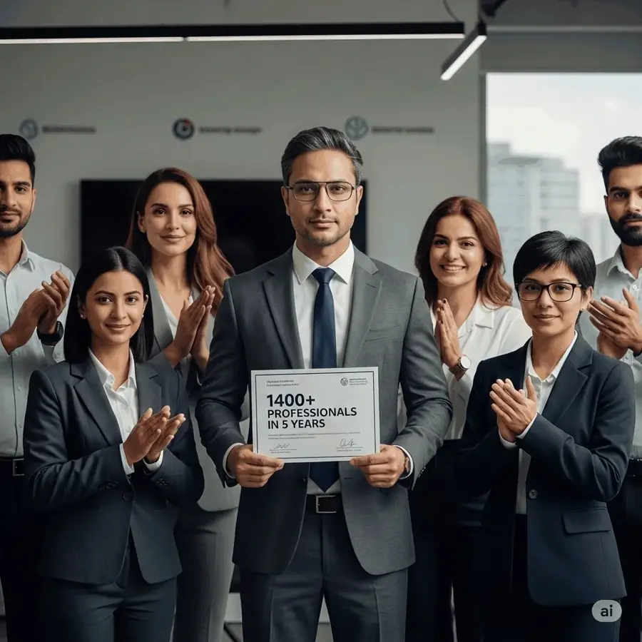 AI-generated team celebrating hiring success