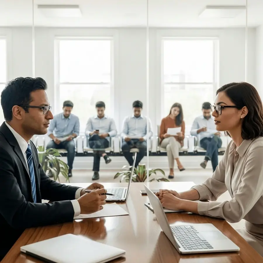 AI-generated professional interview scenes
