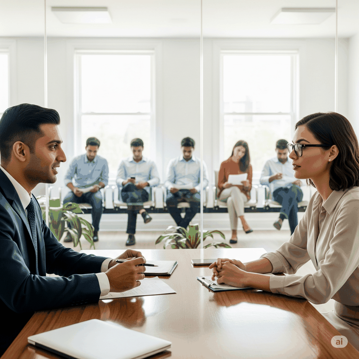 AI-generated professional interview scenes