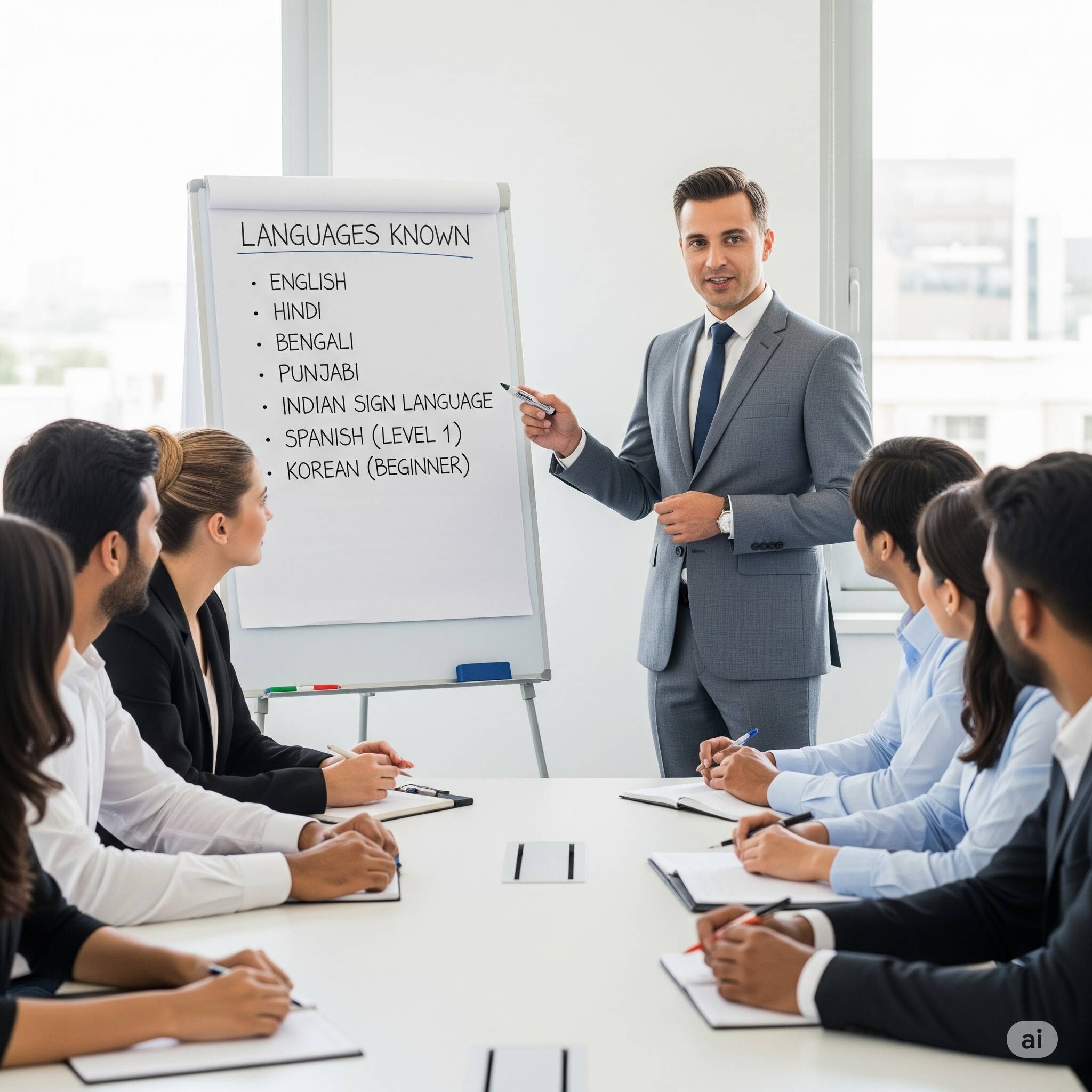 AI-generated happy clients and customer satisfaction meeting